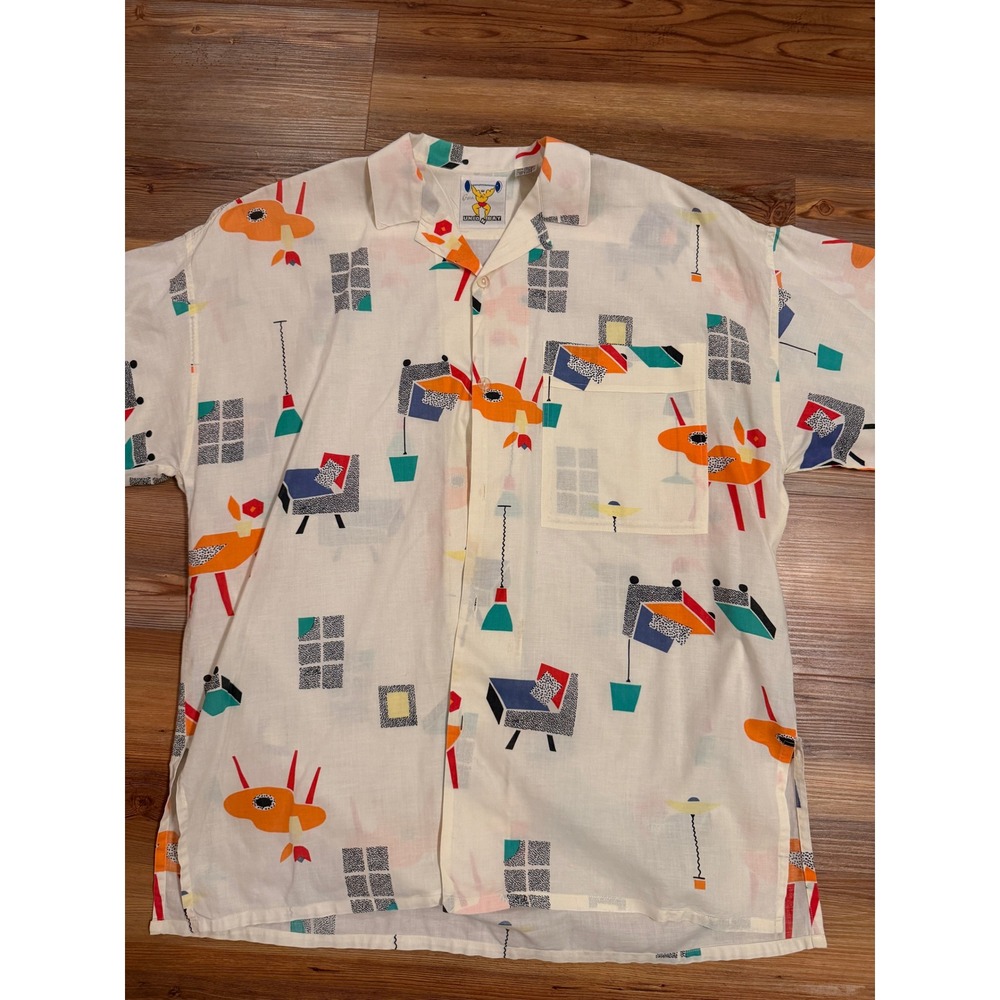 Vtg 80s Unionbay Oversized Button Up Shirt MED (Fits XL) Memphis Style - Picture 3 of 5